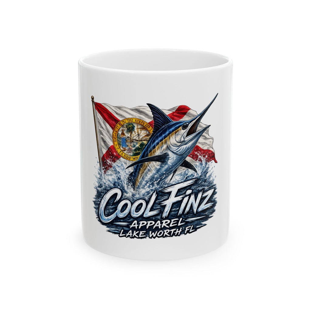 Cool Finz Marlin Mug — Lake Worth, FL Fishing Ceramic Coffee Cup (11oz/15oz)