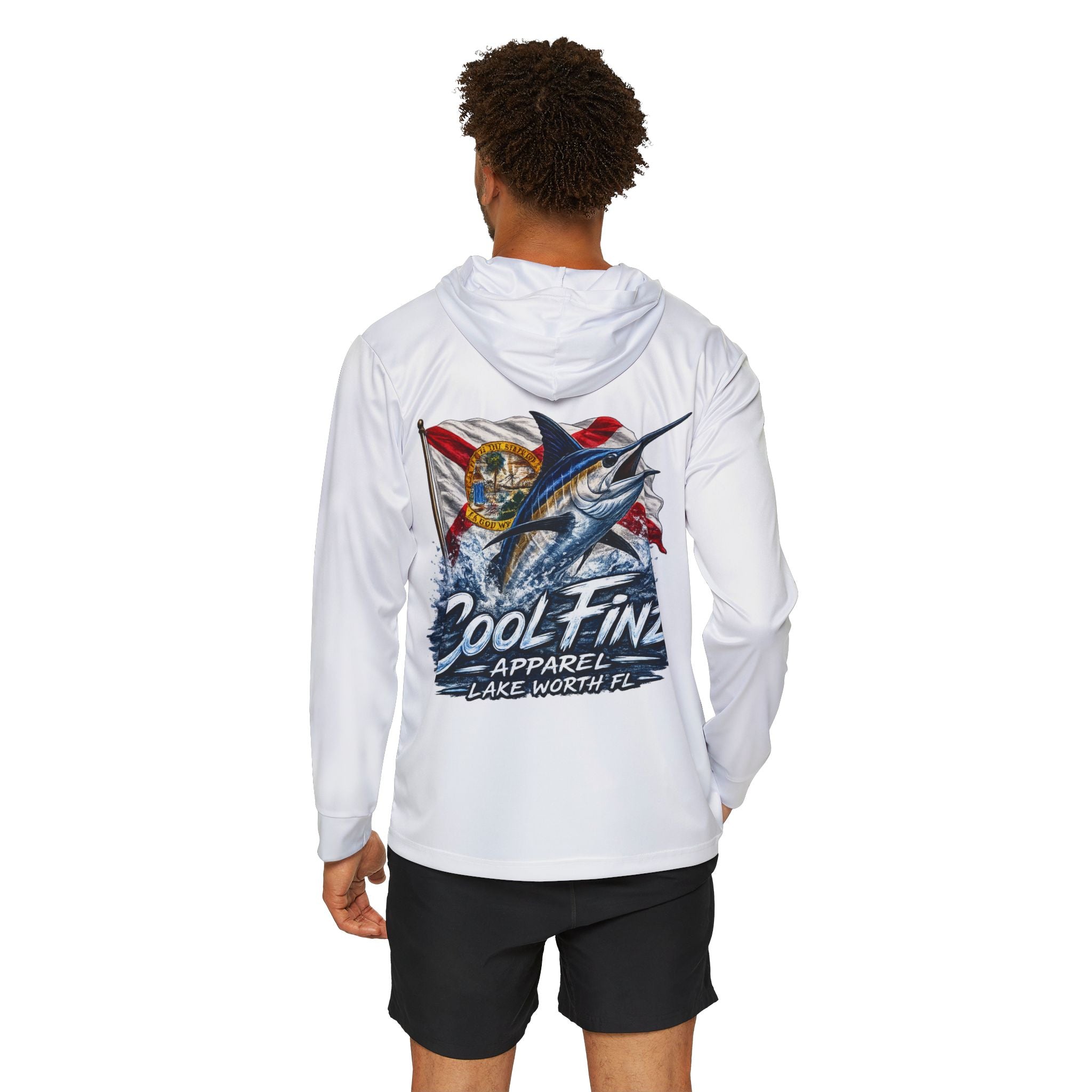 Performance Hoodie — "Cool Finz" Marlin Fishing Graphic (Men's Sports Warmup)